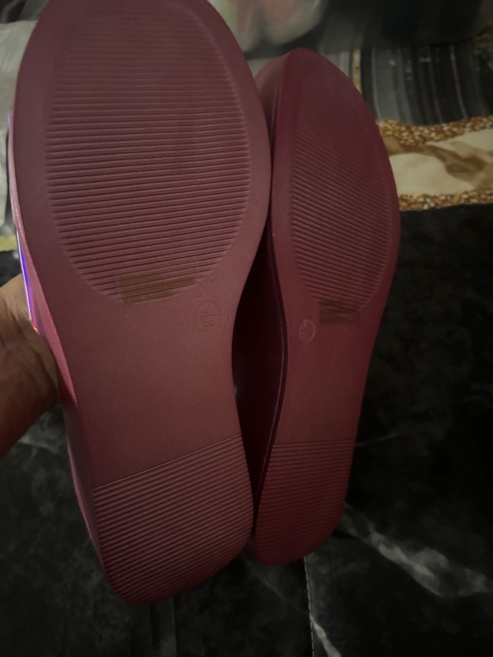 RouGe Pink Holographic Slide Sandals with Crystal Accent - Picture 4 of 5